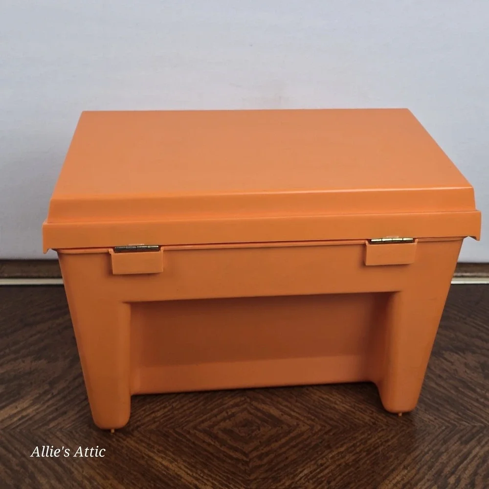 Vintage‎ Recipe Box 70s Betty Crocker Orange Storage Kitchen Decor Large 9x8x6